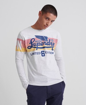 Superdry Limited Icarus Colours Blend Hosszú Ujjú Férfi Pólók Fehér | ELCRN9625